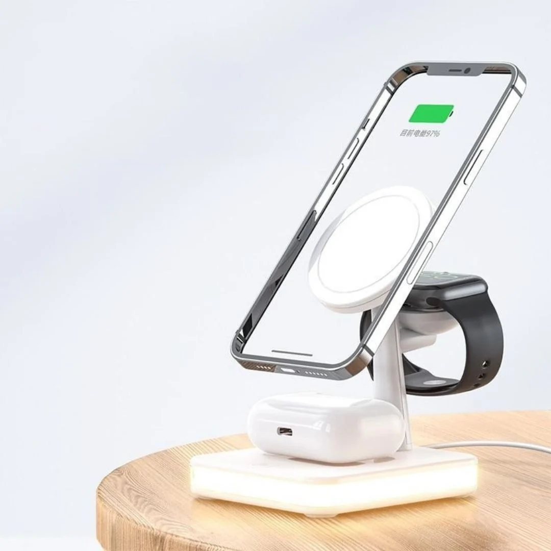 GlowStation™ - 3-in-1 MagSafe Magnetic Wireless Charging Dock With Ambient LED Lighting - Image 3
