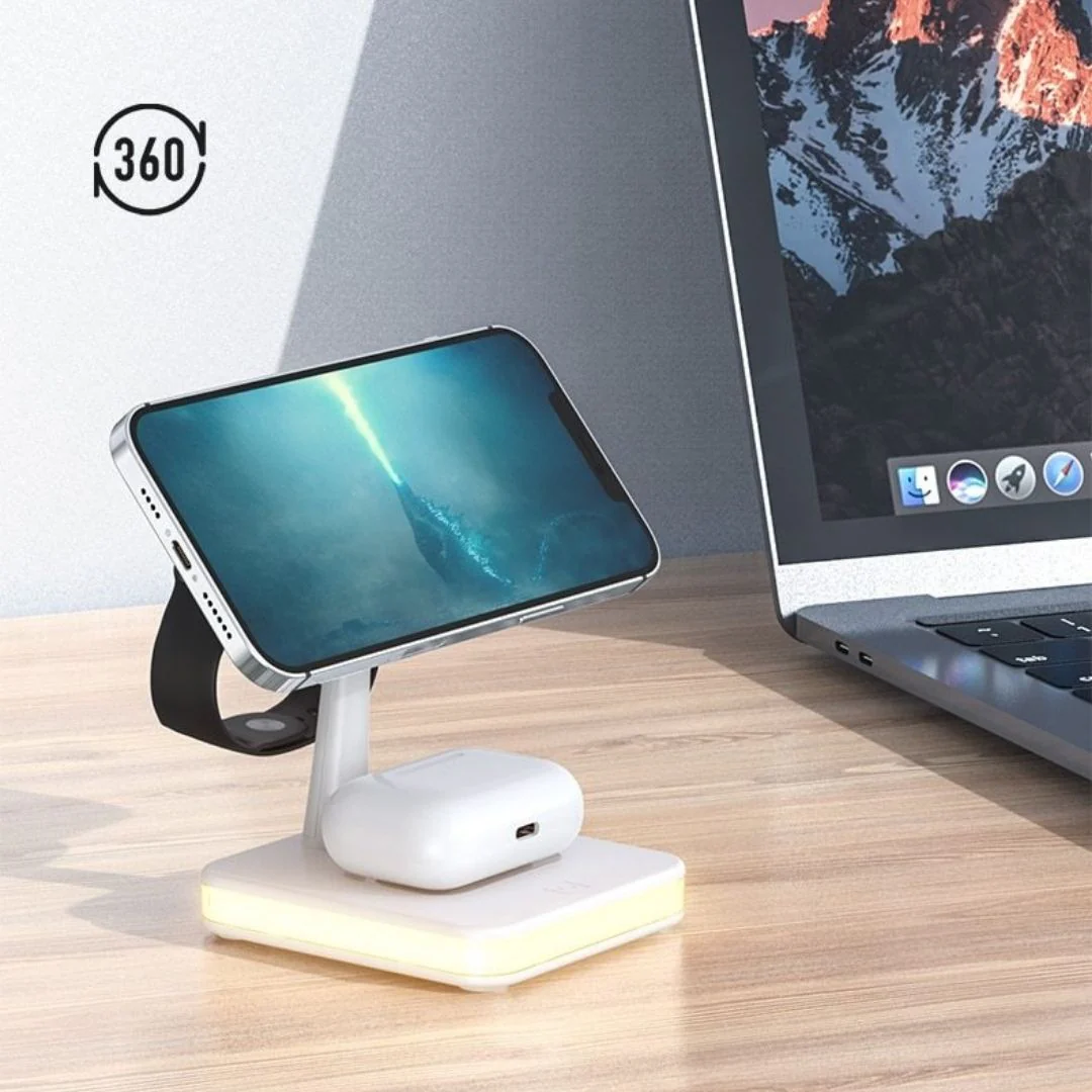 GlowStation™ - 3-in-1 MagSafe Magnetic Wireless Charging Dock With Ambient LED Lighting - Image 6