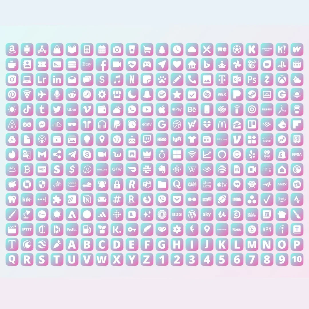 300+ Blue & Pink Gradient App Icons Pack For iPhone/iOS - Image 5