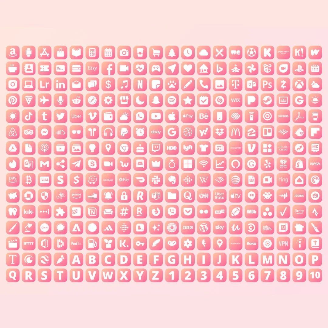 300+ Pink Gradient App Icons Pack For iPhone/iOS - Image 5