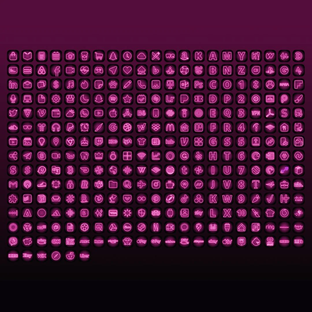 300+ Pink Neon App Icons Pack For iPhone/iOS - Image 5