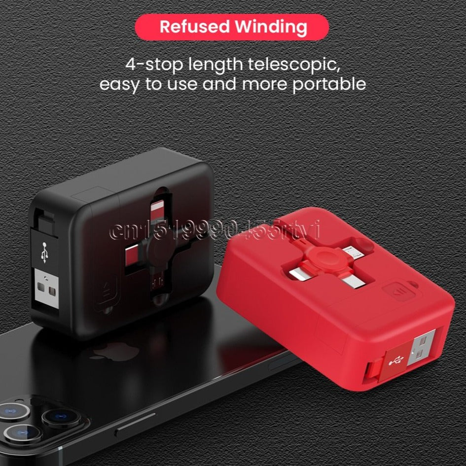 4-in-1 Retractable USB Charging Cable: Micro-USB, USB-C & Lightning - Image 9