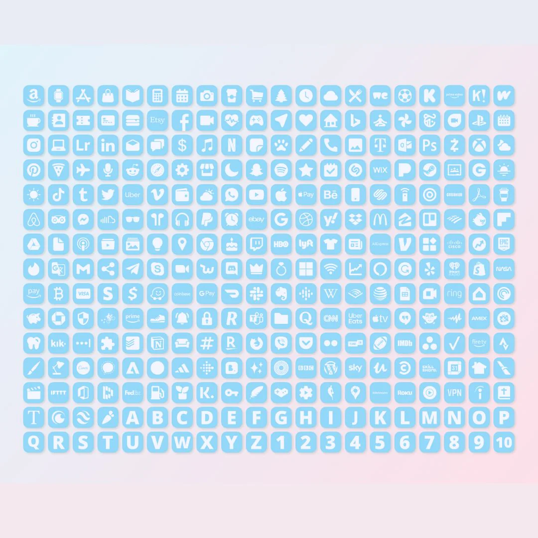 600+ Pink & Light Blue App Icons Pack For iPhone/iOS - Image 5
