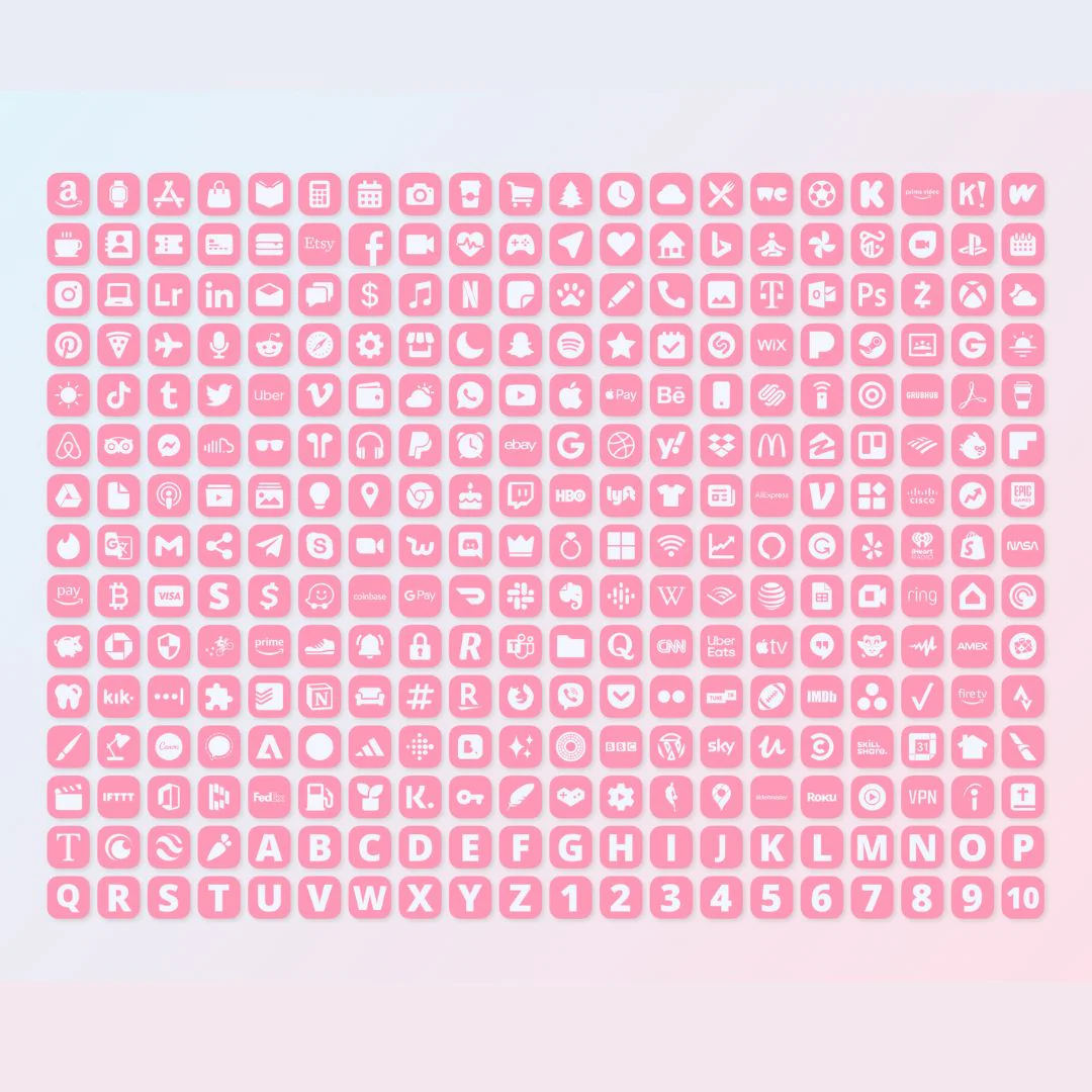 600+ Pink & Light Blue App Icons Pack For iPhone/iOS - Image 6