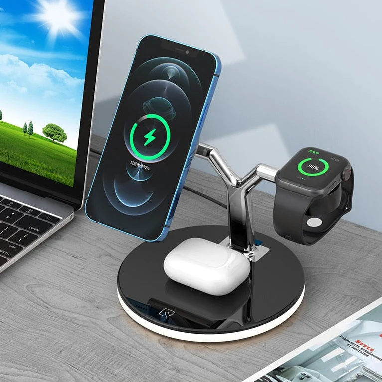 GlowStation™ Mark II - 3-in-1 MagSafe Wireless Charging Stand With Ambient LED Lighting - Image 3