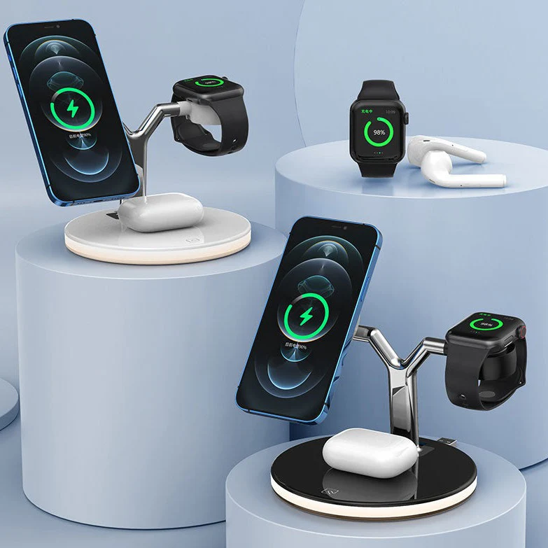 GlowStation™ Mark II - 3-in-1 MagSafe Wireless Charging Stand With Ambient LED Lighting - Image 4