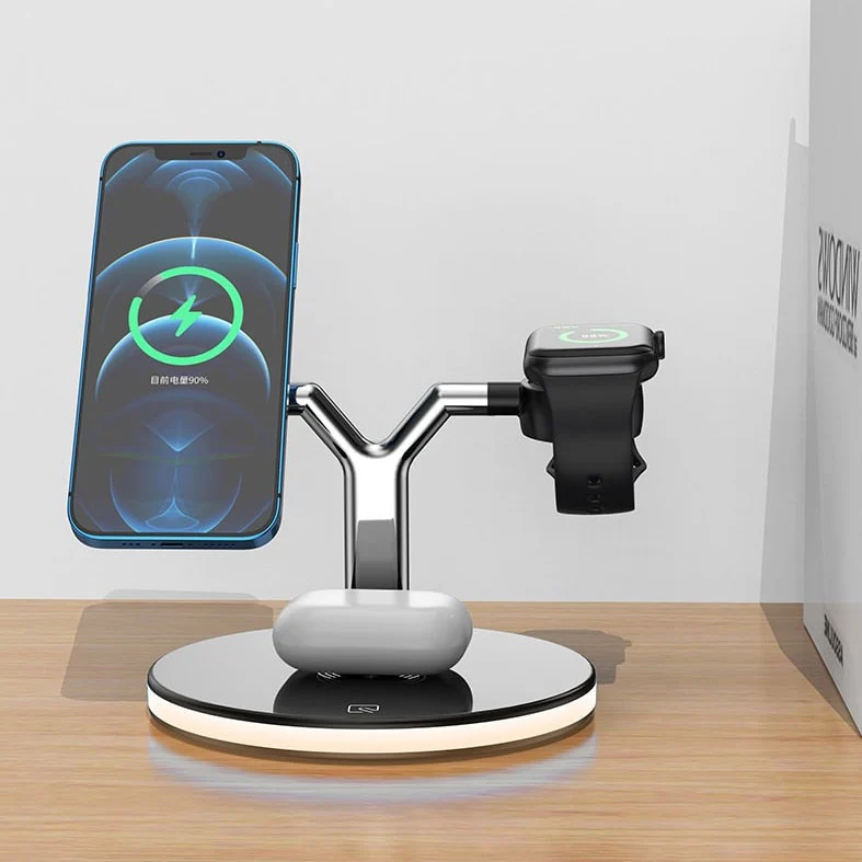 GlowStation™ Mark II - 3-in-1 MagSafe Wireless Charging Stand With Ambient LED Lighting - Image 5