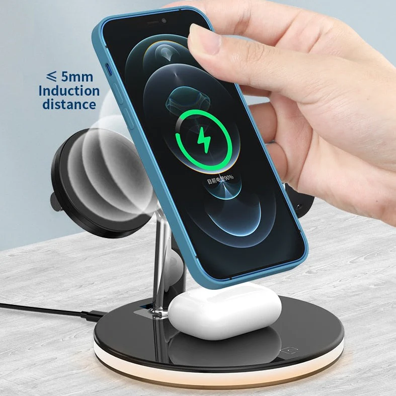 GlowStation™ Mark II - 3-in-1 MagSafe Wireless Charging Stand With Ambient LED Lighting - Image 6