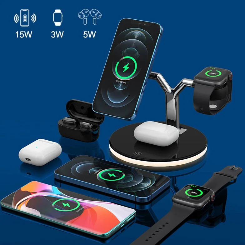 GlowStation™ Mark II - 3-in-1 MagSafe Wireless Charging Stand With Ambient LED Lighting - Image 9