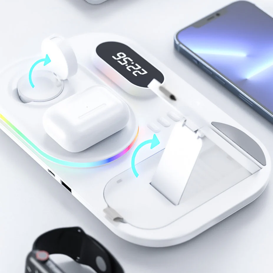 HexPad™ - 4-in-1 Wireless Fast Charging Station With RGB Lighting - Image 4
